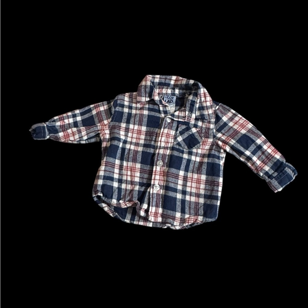 Blue Button-Up Flannel Shirt